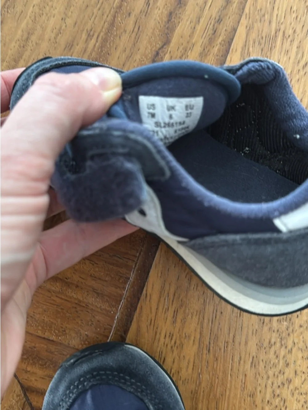 2 pair: Kids Navy Saucony Velcro Sneakers (Sz 7 and 6.5)